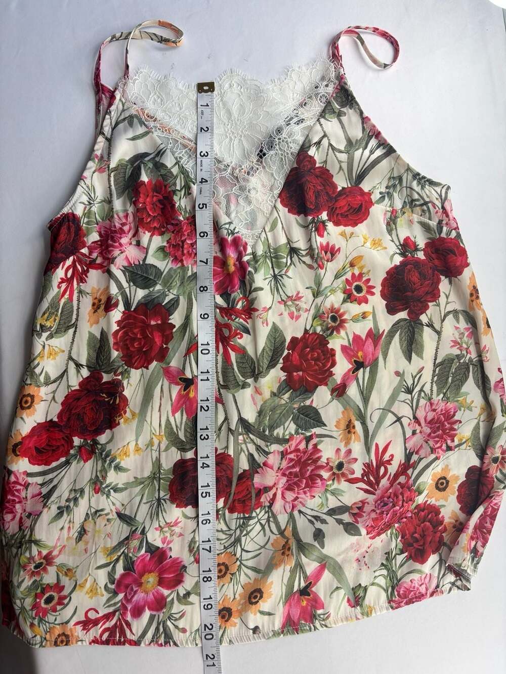 Gina Tricot Floral Satin Lace Trim Camisole Top - Picture 6 of 7